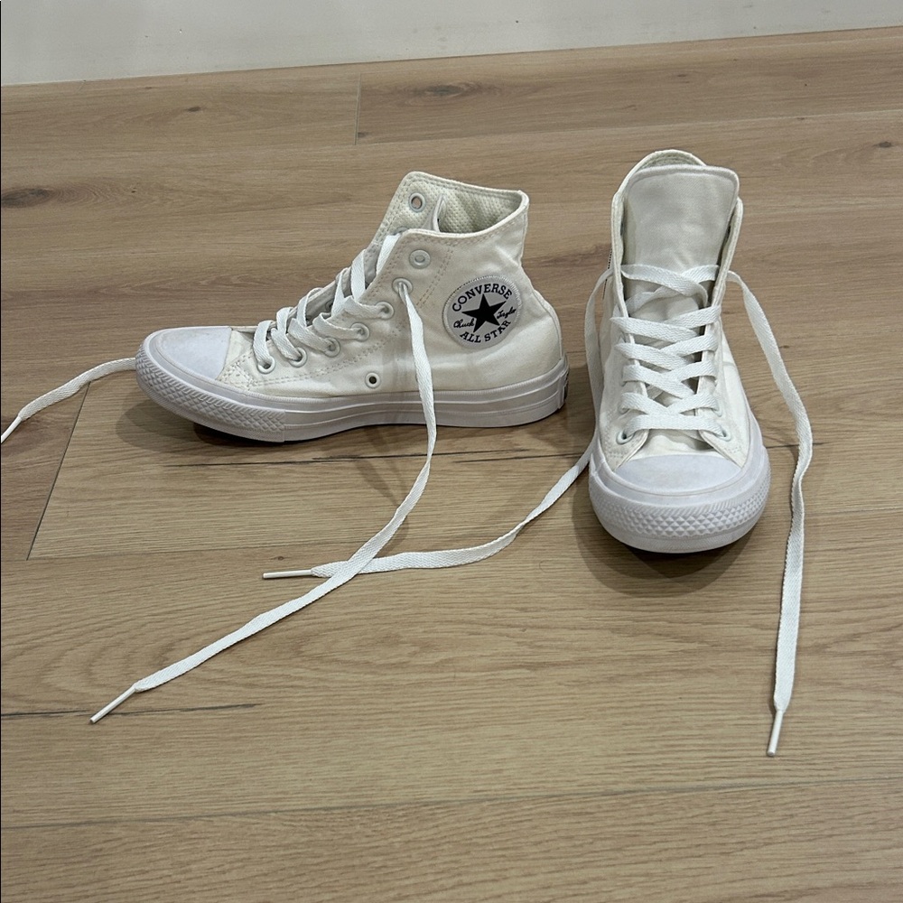 White Converse High-Top Sneakers - men’s size 7, women’s size 5